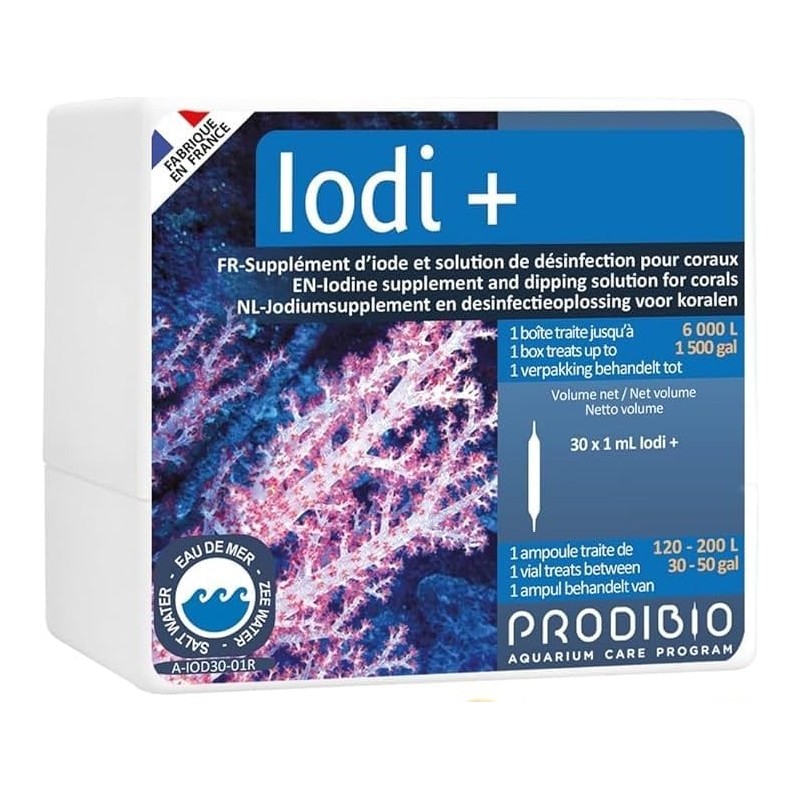 PRODIBIO Iodi+ 30 ampoules- Iode pour aquarium d'eau de mer