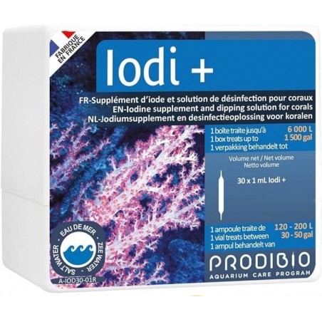 PRODIBIO Iodi+ 30 ampoules- Iode pour aquarium d'eau de mer