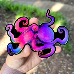 LAZY COFFEE DESIGN „Oktopus Kraken“-Aufkleber/holografisch – Autocollant